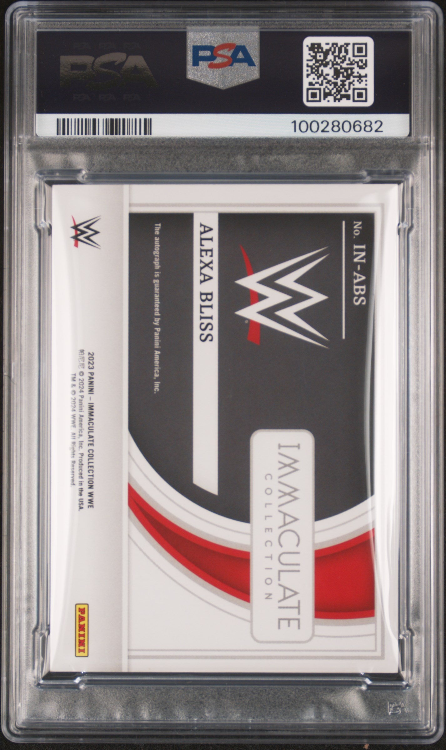 Alexa Bliss 2023 Panini Immaculate WWE Immaculate Nicknames Autographs 02/25 #INABS PSA 7 Auto