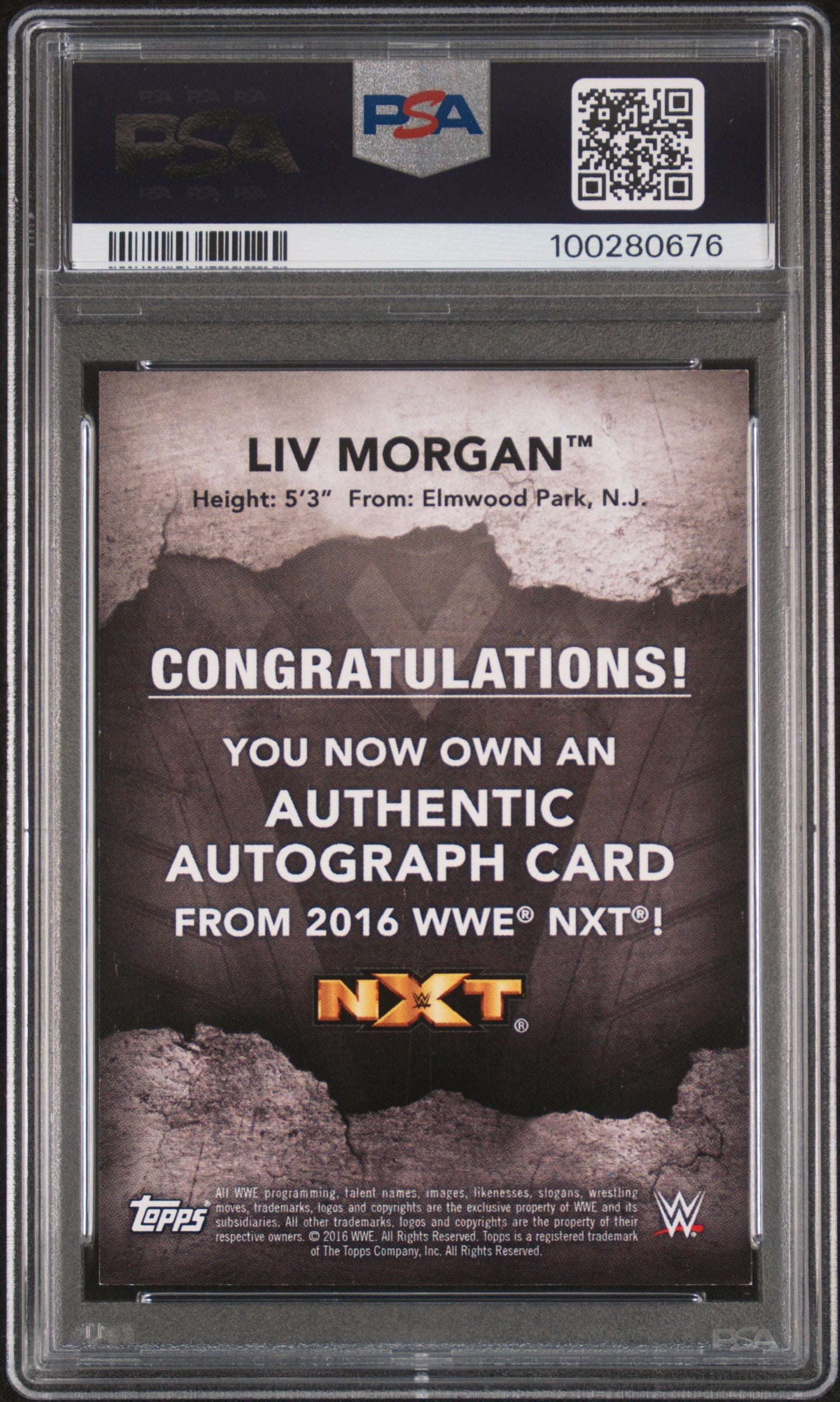 Liv Morgan 2016 Topps WWE NXT Autograph Bronze 04/50 PSA 8 Auto