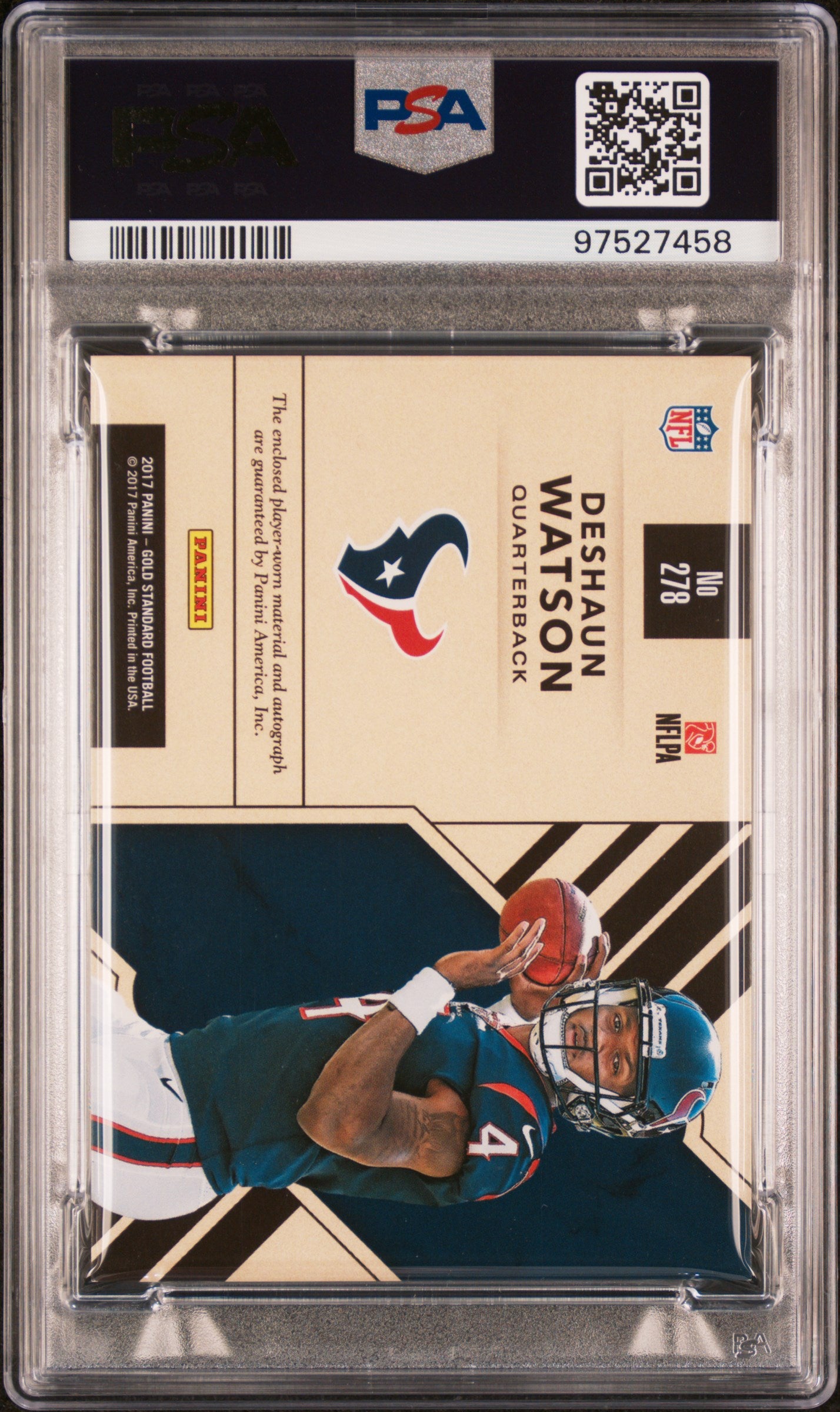 Deshaun Watson 2017 Panini Gold Standard #278 Triple Jersey Autograph PSA 9