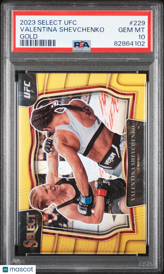 Valentina Shevchenko 2023 Panini Select UFC #229 Gold PSA 10
