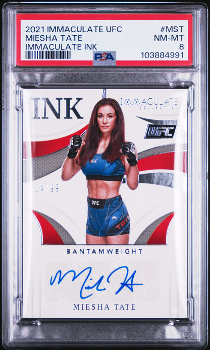 Miesha Tate 2021 Panini Immaculate Collection UFC Immaculate Ink 14/99 #MST PSA 8