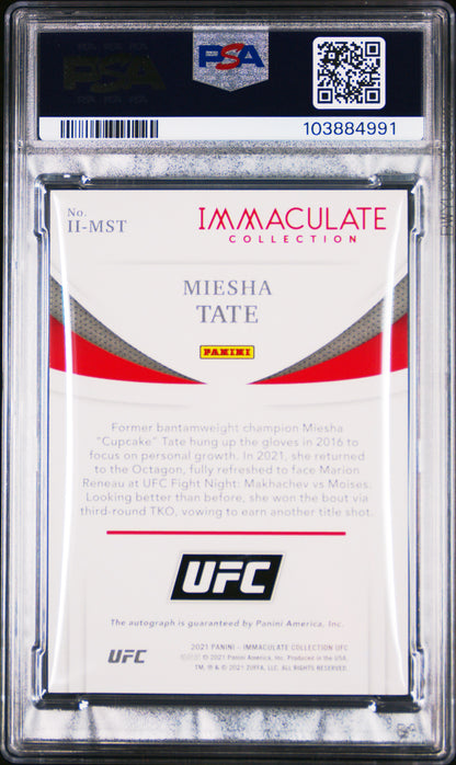 Miesha Tate 2021 Panini Immaculate Collection UFC Immaculate Ink 14/99 #MST PSA 8