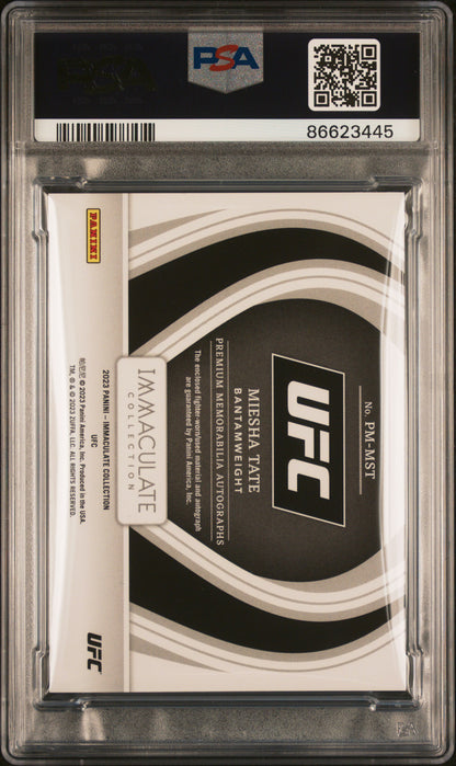 Miesha Tate 2023 Panini Immaculate UFC Premium Memorabilia Autographs 66/99 #PMMST PSA 8 Auto