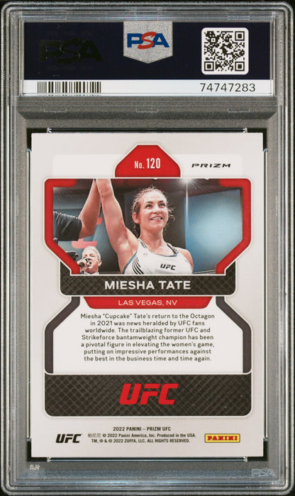 Miesha Tate 2022 Panini Prizm UFC White Sparkle #120 PSA 10