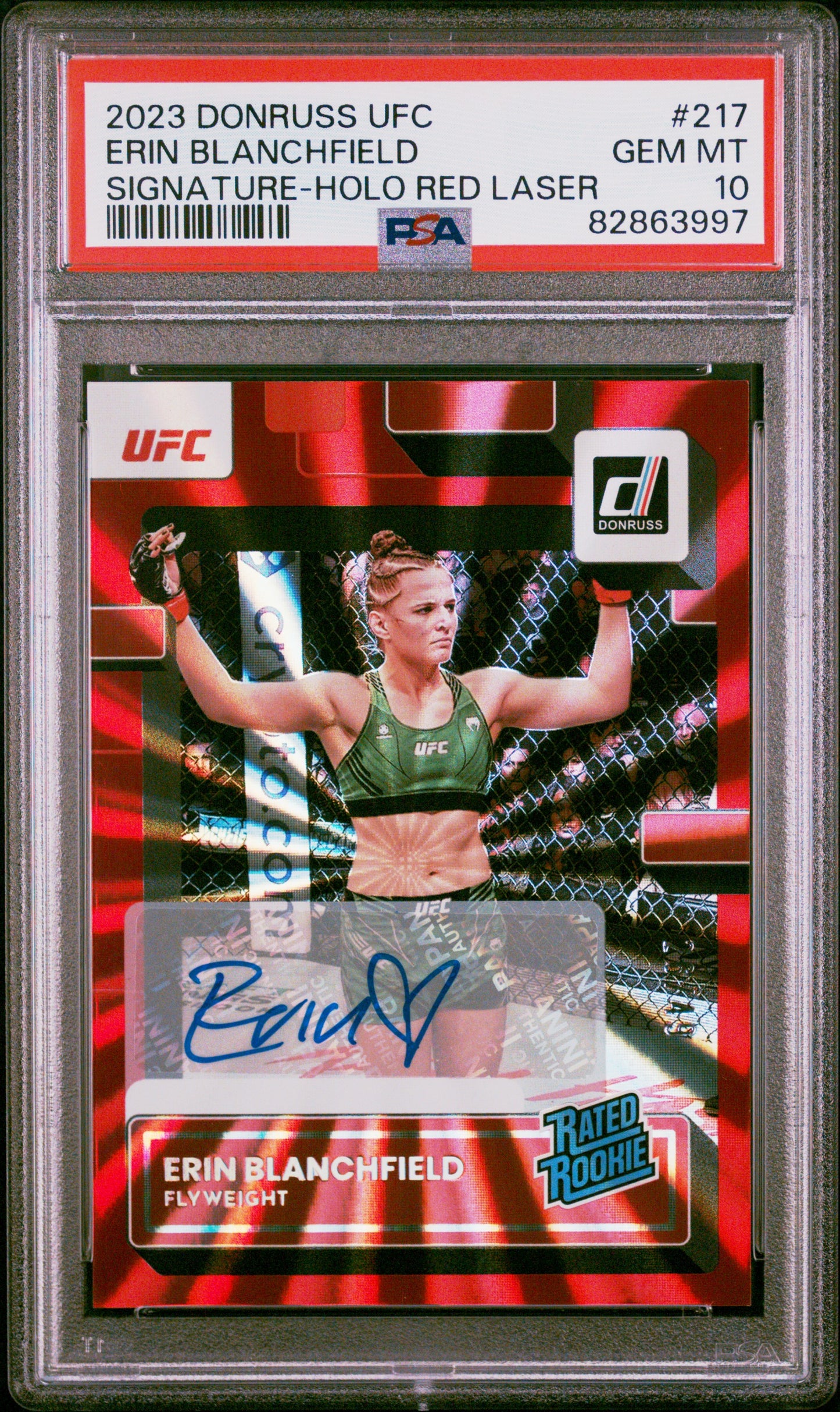 Erin Blanchfield 2023 Panini Donruss UFC Signature Holo Red Laser #217 PSA 10