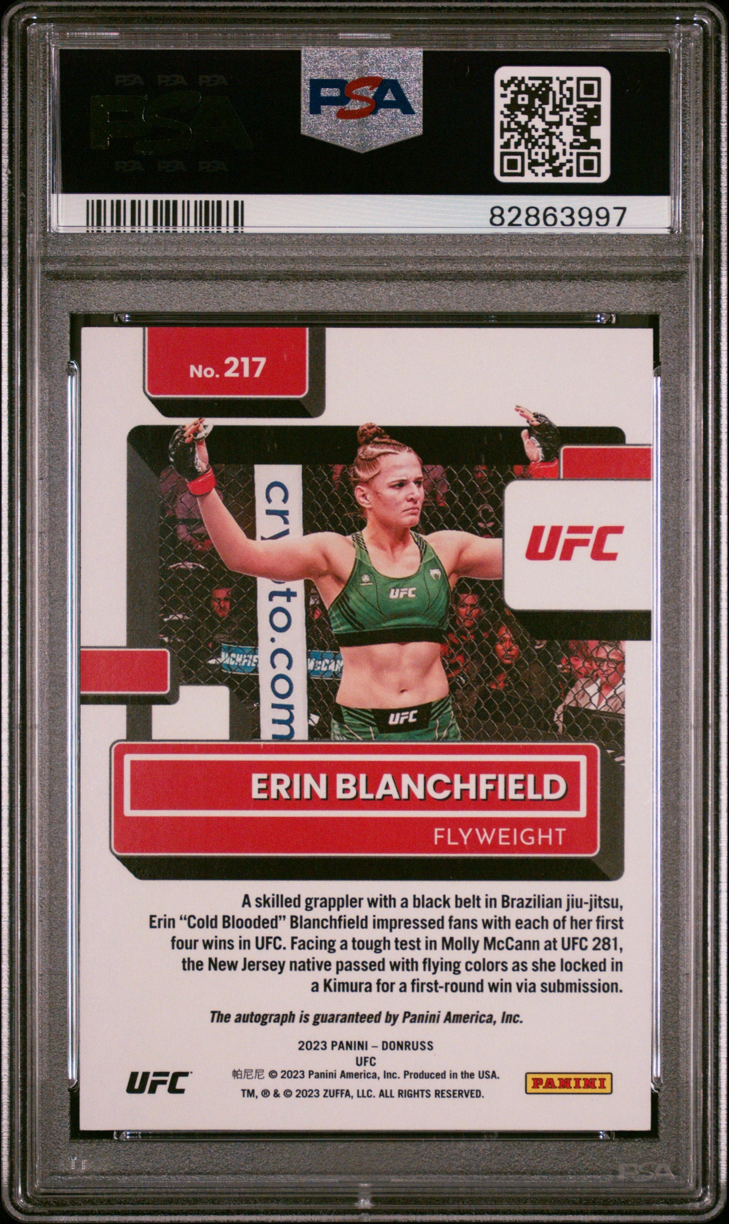Erin Blanchfield 2023 Panini Donruss UFC Signature Holo Red Laser #217 PSA 10