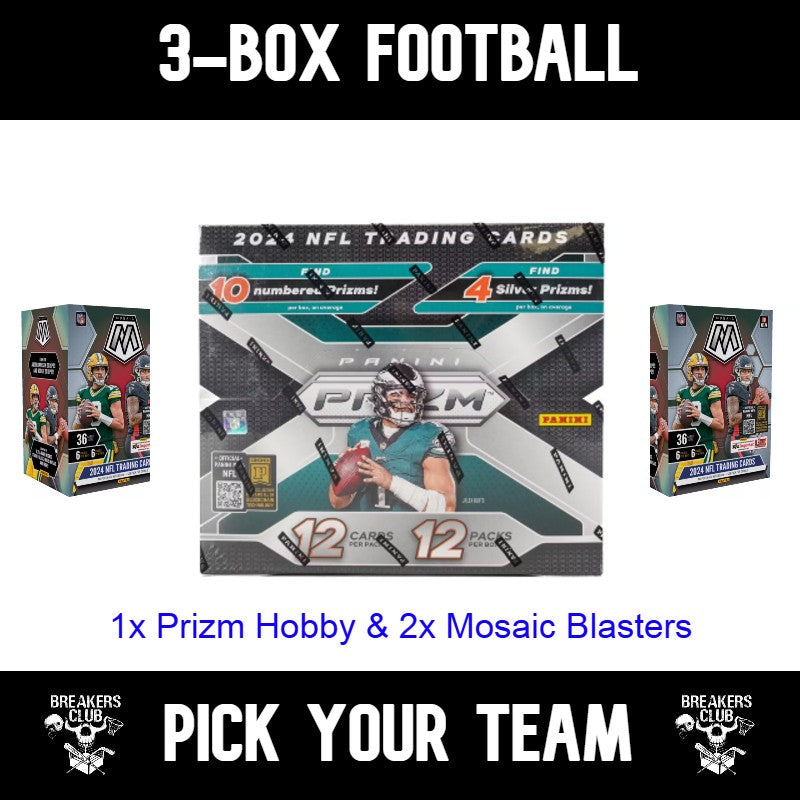 3-Box 2024 Football Mixer (Prizm Hobby & 2x Mosaic Blasters) - PICK YOUR TEAM