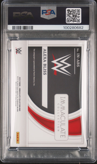 Alexa Bliss 2023 Panini Immaculate WWE Immaculate Nicknames Autographs 02/25 #INABS PSA 7 Auto