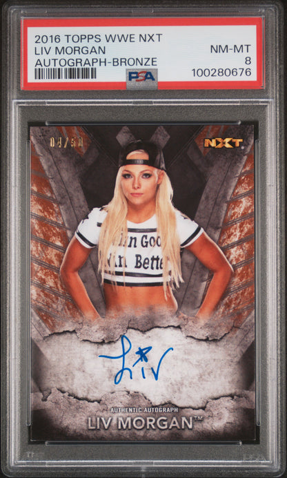 Liv Morgan 2016 Topps WWE NXT Autograph Bronze 04/50 PSA 8 Auto
