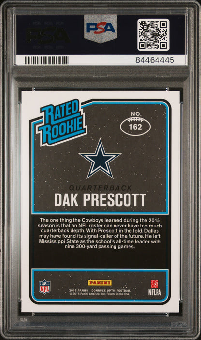 Dak Prescott 2016 Panini Donruss Optic #162 PSA 9