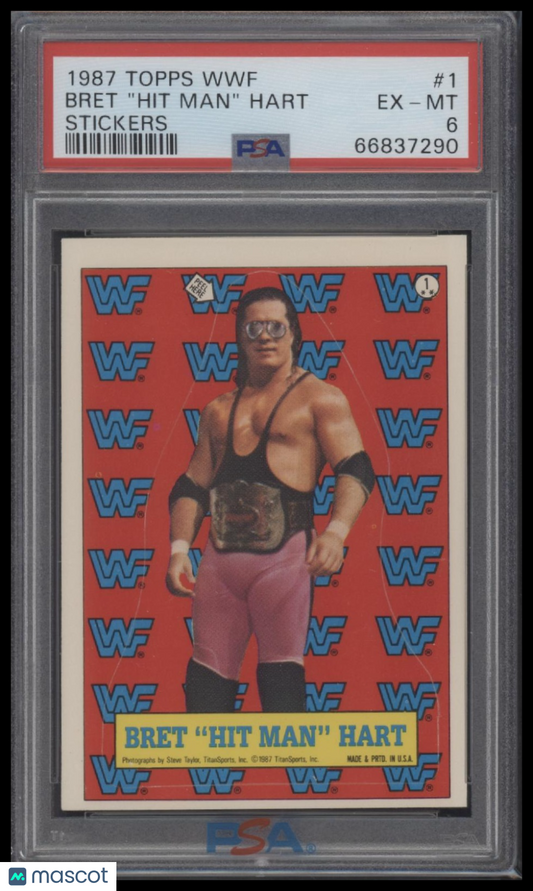 Bret "hit Man" Hart 1987 Topps WWF Stickers #1 PSA 6