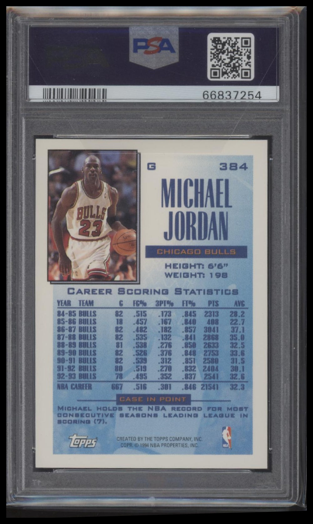 Michael Jordan 1993 Topps #384 PSA 8