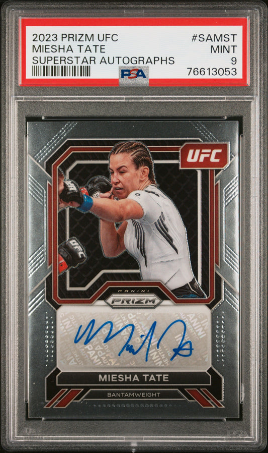Miesha Tate 2023 Panini Prizm UFC Superstar Autographs #SAMST PSA 9 Auto