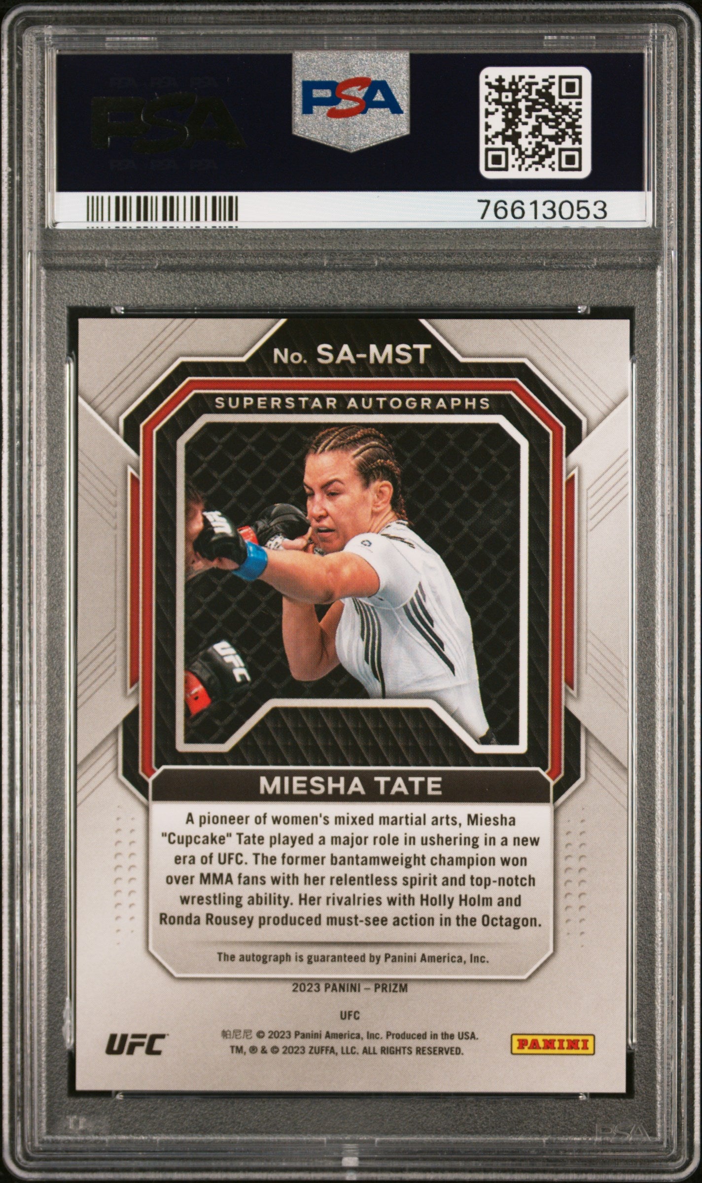 Miesha Tate 2023 Panini Prizm UFC Superstar Autographs #SAMST PSA 9 Auto