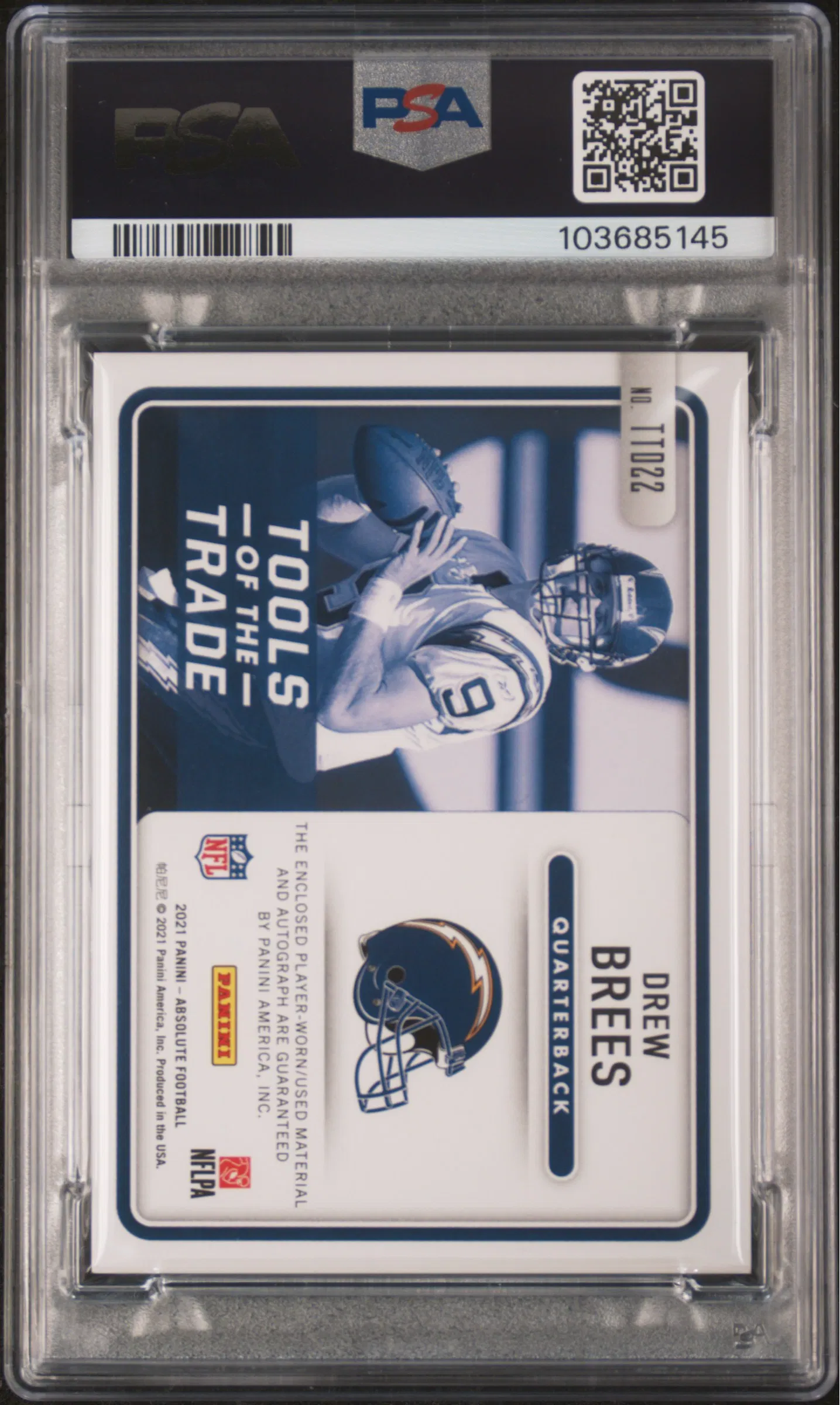 Drew Brees 2021 Panini Absolute Tools Of The Trade Auto #TTD22 PSA 9