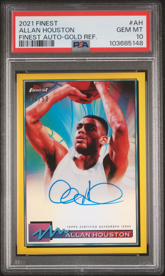 Allan Houston 2021 Topps Finest Finest Autographs #AH Gold Refractor PSA 10