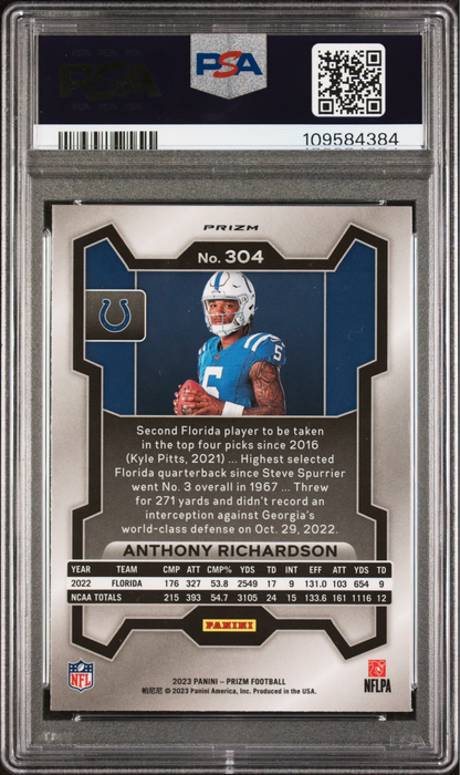 Anthony Richardson 2023 Panini Prizm #304 Variation No Huddle PSA 10