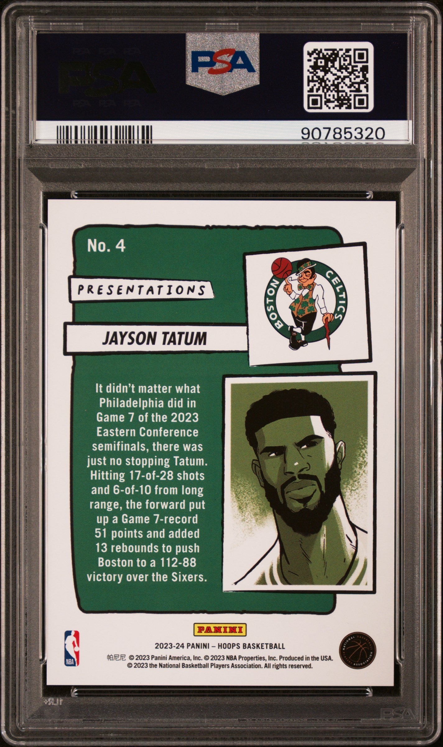 Jayson Tatum 2023 Panini NBA Hoops Presentations #4 PSA 9