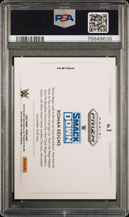 Roman Reigns 2022 Panini Prizm WWE Color Blast #3 Color Blast PSA 10