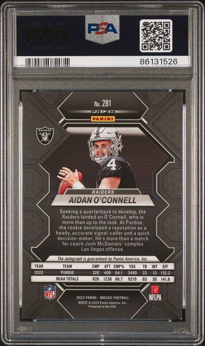 Aidan O’Connell 2023 Panini Mosaic #281 PSA 9