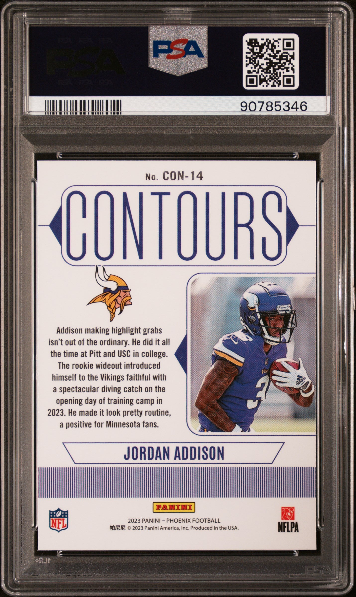 Jordan Addison 2023 Panini Phoenix Contours #CON14 PSA 10