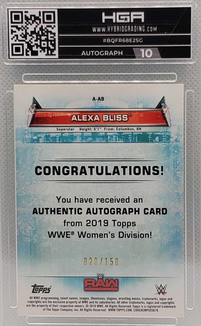 Alexa Bliss 2018 Topps Wwe Women's Division Autograph Green 20/150 Hga 9.5