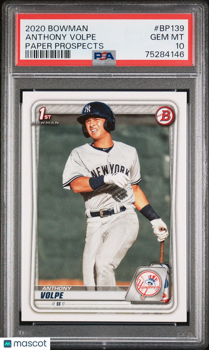 Anthony volpe 2020 bowman paper prospects #bp139 psa 10